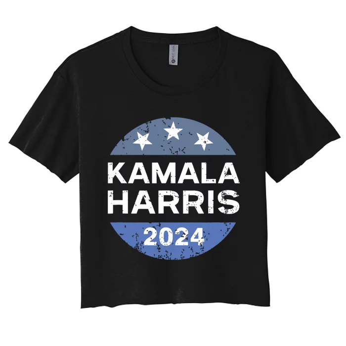 Kamala Harris 2024 Vintage Button Women's Crop Top Tee