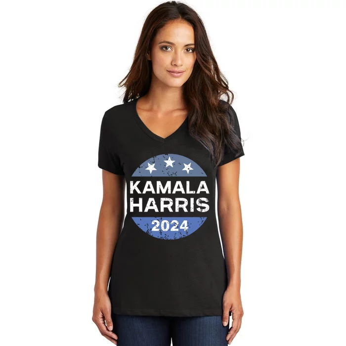 Kamala Harris 2024 Vintage Button Women's V-Neck T-Shirt