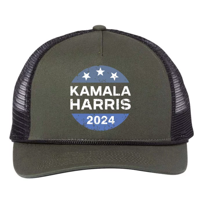 Kamala Harris 2024 Vintage Button Retro Rope Trucker Hat Cap