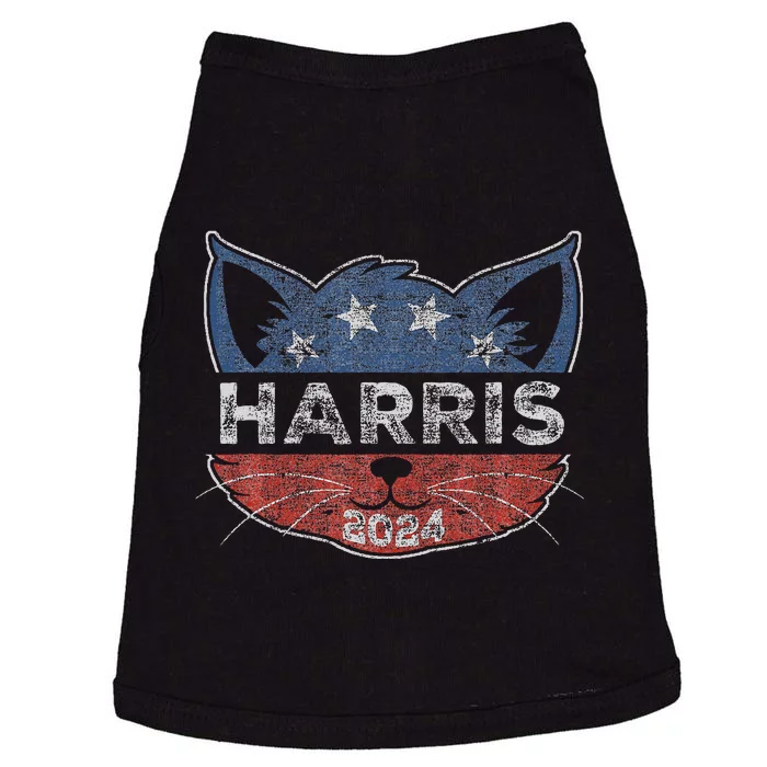 Kamala Harris 2024 Button Cat Face For Cat Lady Kamala Lover Doggie Tank