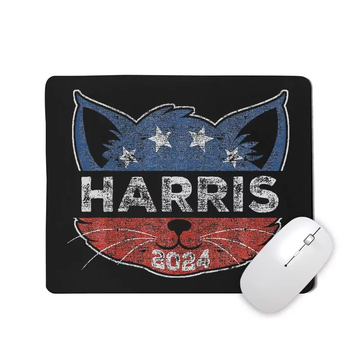 Kamala Harris 2024 Button Cat Face For Cat Lady Kamala Lover Mousepad