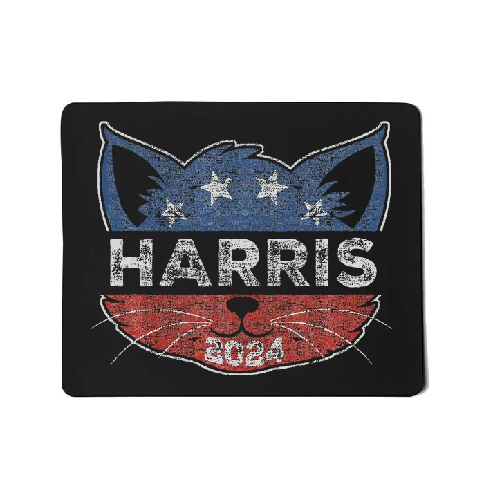 Kamala Harris 2024 Button Cat Face For Cat Lady Kamala Lover Mousepad