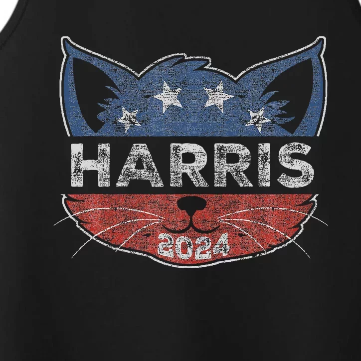 Kamala Harris 2024 Button Cat Face For Cat Lady Kamala Lover Performance Tank