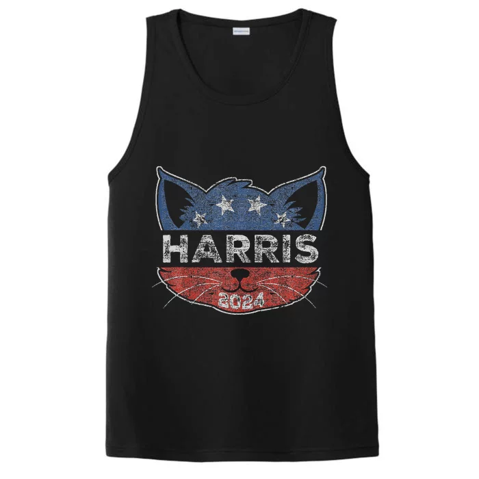 Kamala Harris 2024 Button Cat Face For Cat Lady Kamala Lover Performance Tank