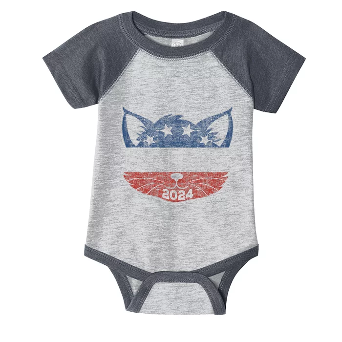 Kamala Harris 2024 Button Cat Face For Cat Lady Kamala Lover Infant Baby Jersey Bodysuit