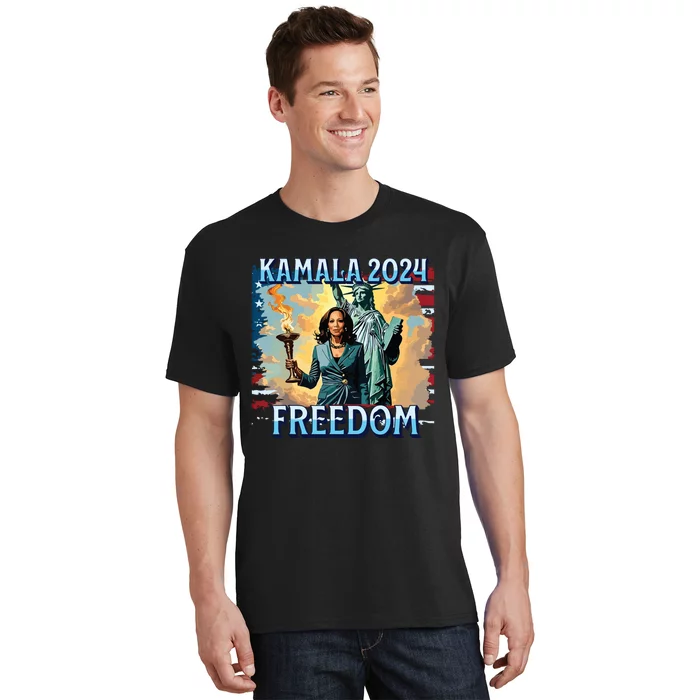 Kamala Harris 2024 For President Campaign Lady Liberty Torch T-Shirt