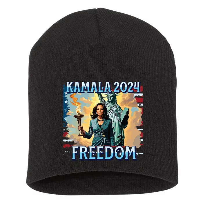 Kamala Harris 2024 For President Campaign Lady Liberty Torch Short Acrylic Beanie