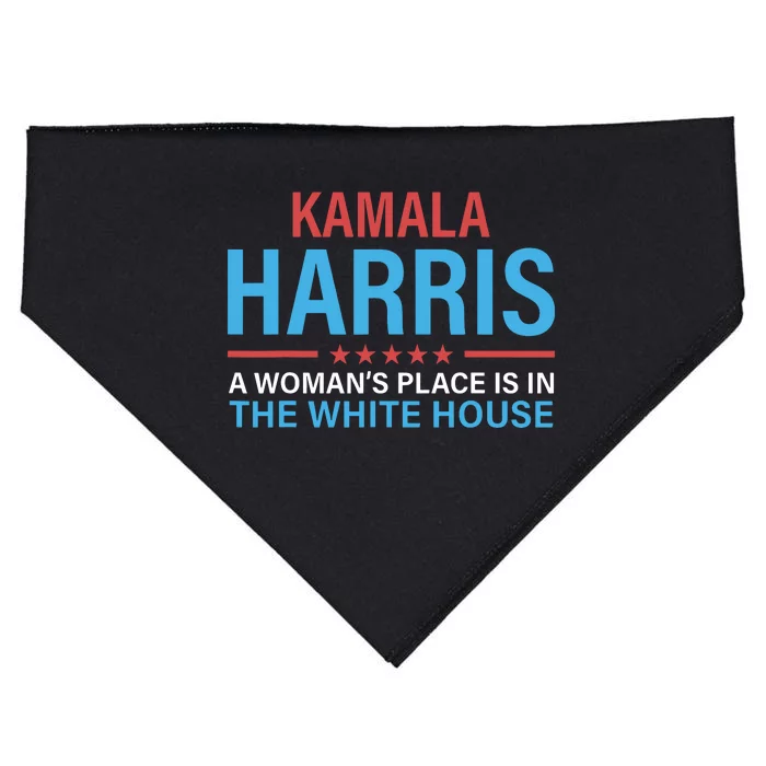 Kamala Harris 2024 A Womans Place Is In The White House USA-Made Doggie Bandana