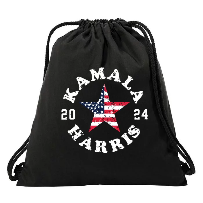 Kamala Harris 2024 President American Flag Vote Kamala Drawstring Bag