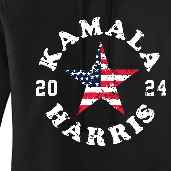 Kamala Harris 2024 President American Flag Vote Kamala Women's Pullover Hoodie