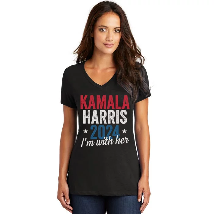 Kamala Harris 2024 Support IM With Her Kamala Harris 2024 Women's V-Neck T-Shirt