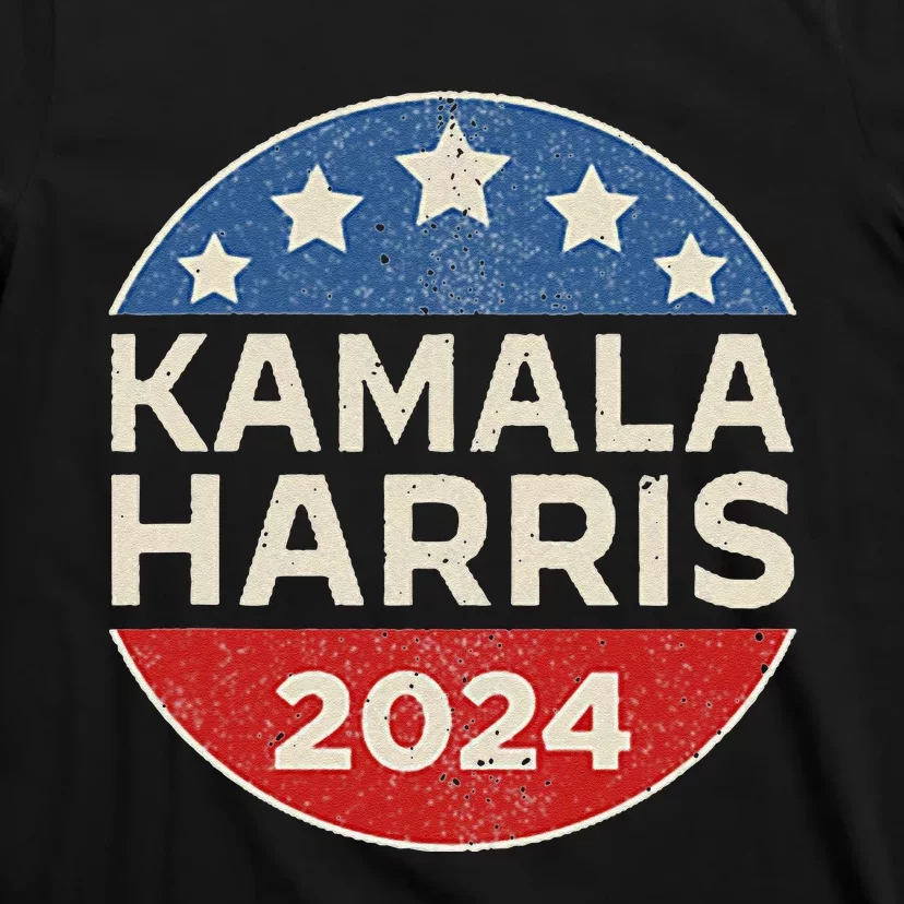 Kamala Harris 2024 Retro Campaign Button Election Pocket T-Shirt