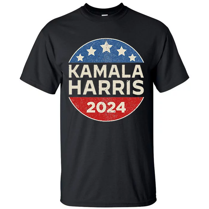 Kamala Harris 2024 Retro Campaign Button Election Pocket Tall T-Shirt