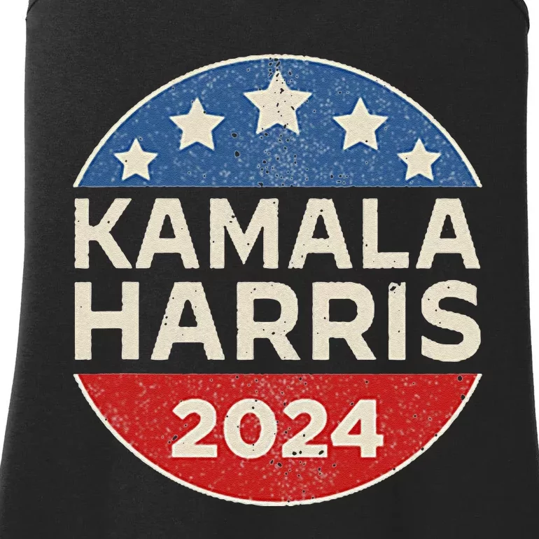 Kamala Harris 2024 Retro Campaign Button Election Pocket Ladies Essential Tank