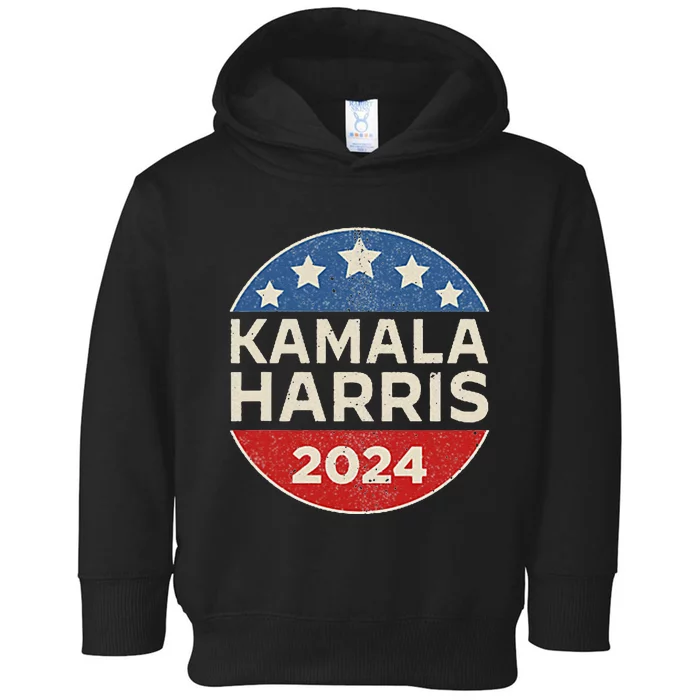 Kamala Harris 2024 Retro Campaign Button Election Pocket Toddler Hoodie