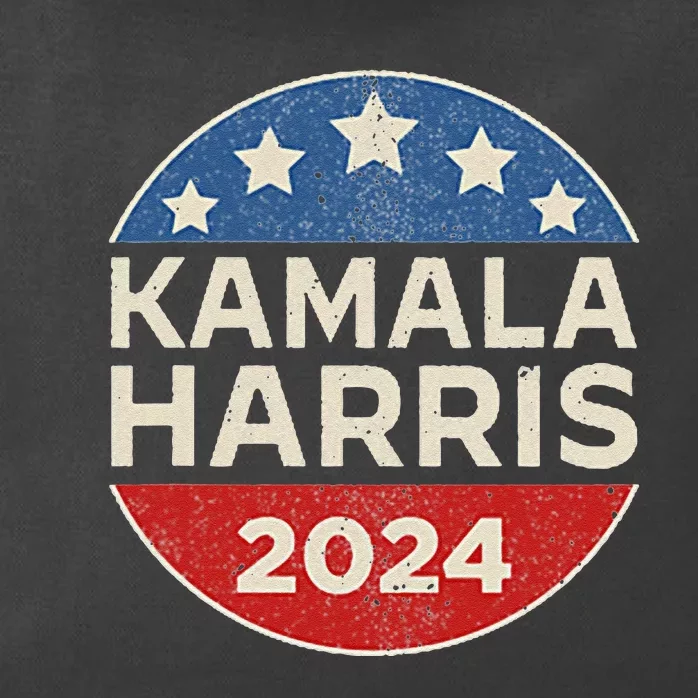 Kamala Harris 2024 Retro Campaign Button Election Pocket Zip Tote Bag