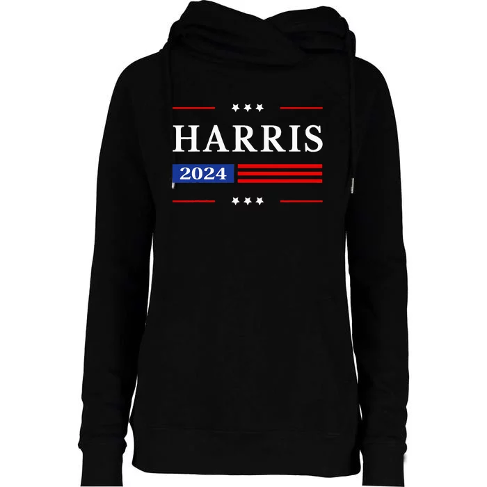 Kamala Harris 2024 Harris 2024 For President American Flag Womens Funnel Neck Pullover Hood