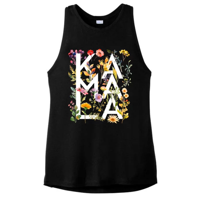 Kamala Harris 2024 Election Floral Flowers Ladies Tri-Blend Wicking Tank