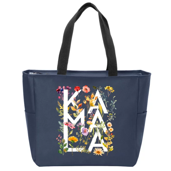 Kamala Harris 2024 Election Floral Flowers Zip Tote Bag