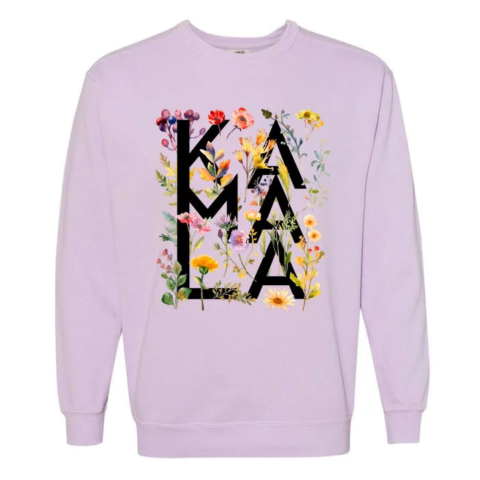 Kamala Harris 2024 Election Floral Flowers Garment-Dyed Sweatshirt