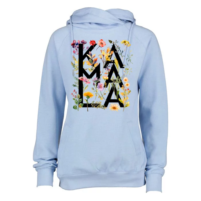 Kamala Harris 2024 Election Floral Flowers Womens Funnel Neck Pullover Hood