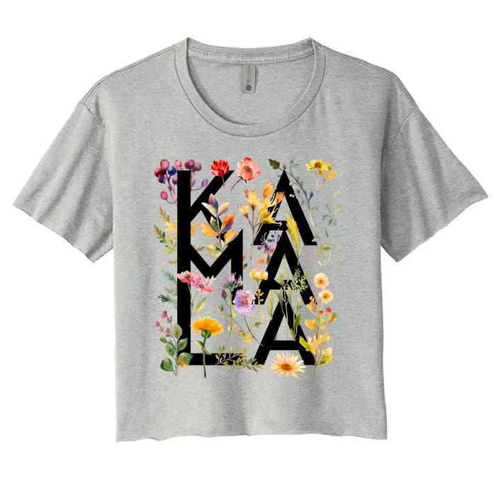 Kamala Harris 2024 Election Floral Flowers Women's Crop Top Tee