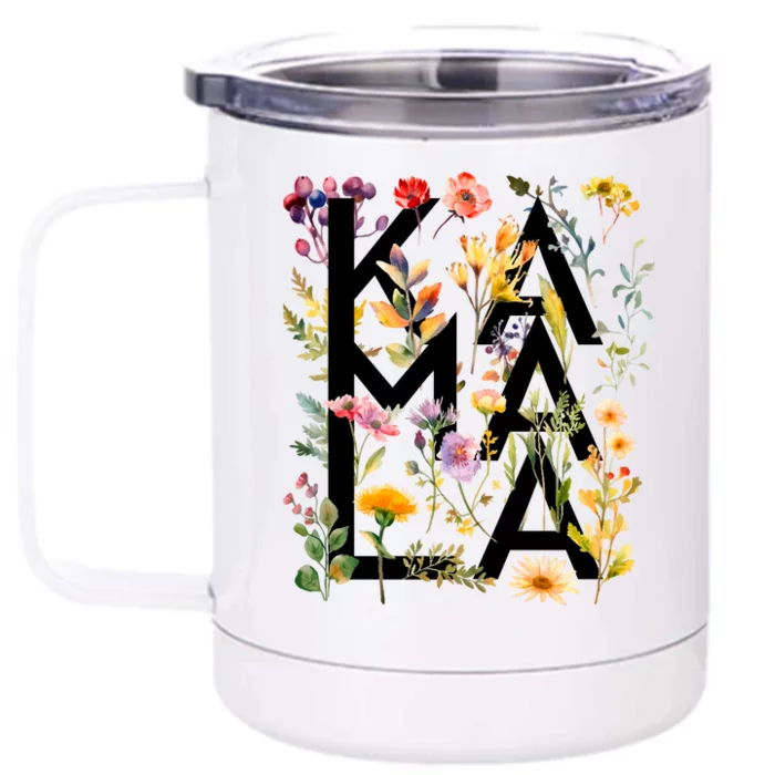 Kamala Harris 2024 Election Floral Flowers Front & Back 12oz Stainless Steel Tumbler Cup