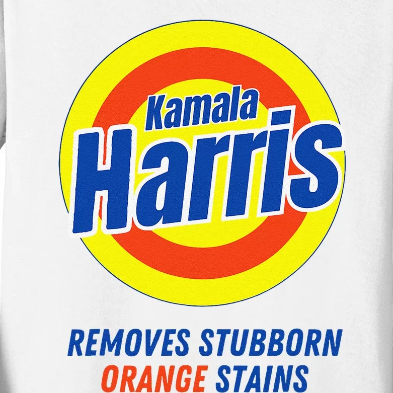 Kamala Harris 2024 Removes Stubborn Orange Stains Funny Vote Kids Long Sleeve Shirt