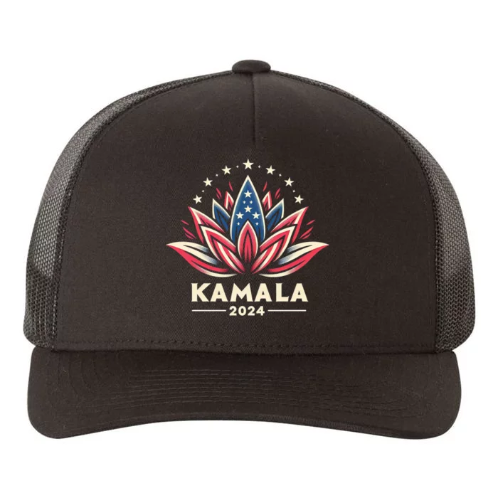 Kamala Harris 2024 Presidential Campaign American Lotus Yupoong Adult 5-Panel Trucker Hat