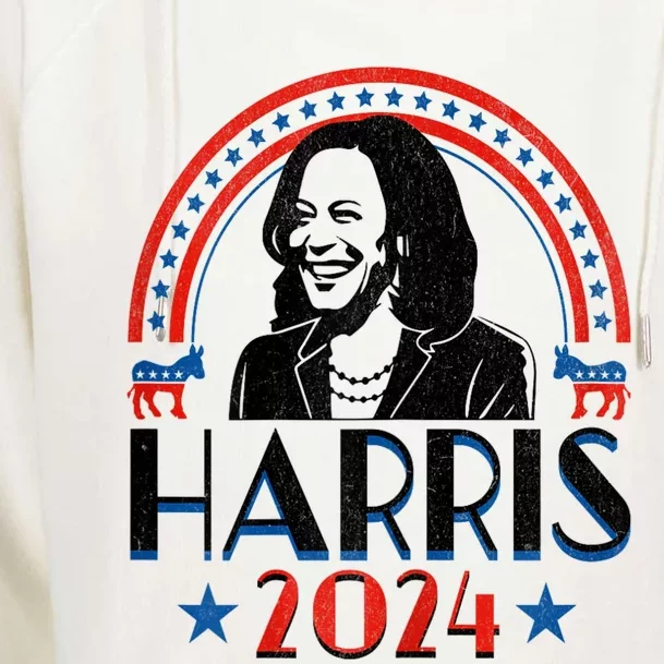 Kamala Harris 2024 Madam President Retro Vote Democrat Women Womens Funnel Neck Pullover Hood