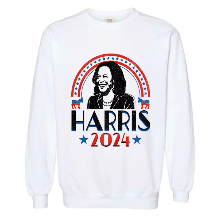 Kamala Harris 2024 Madam President Retro Vote Democrat Women Garment-Dyed Sweatshirt