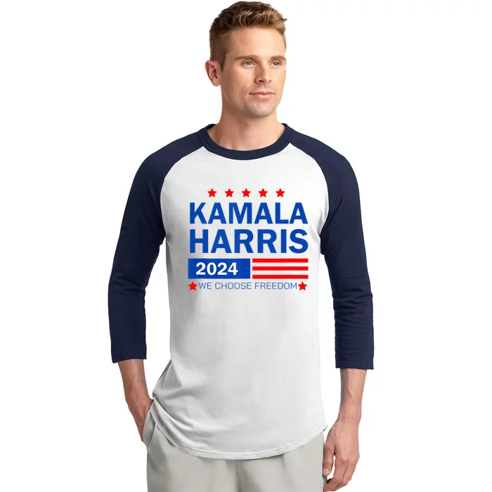 Kamala Harris 2024 For President We Choose Freedom Baseball Sleeve Shirt