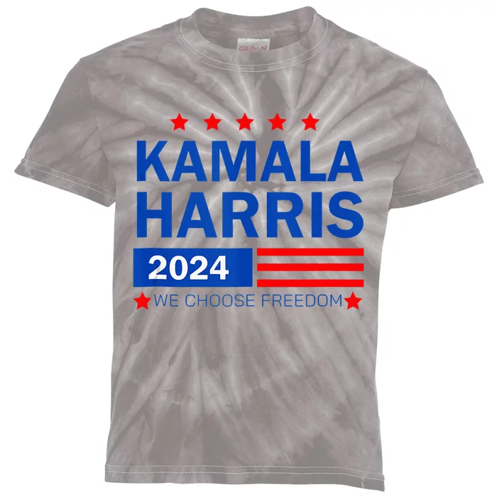 Kamala Harris 2024 For President We Choose Freedom Kids Tie-Dye T-Shirt