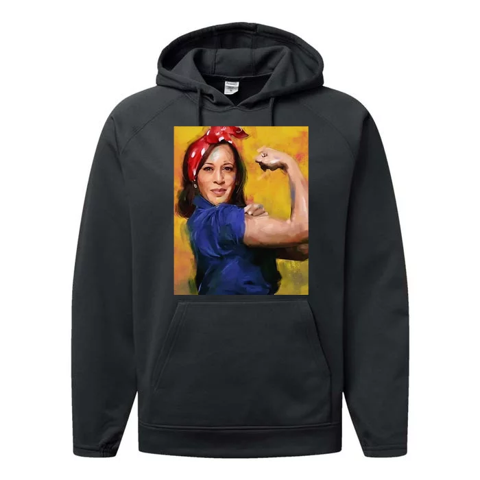 Kamala Harris 2024 Rosie The Riveter Childless Cat Lady Vote Performance Fleece Hoodie