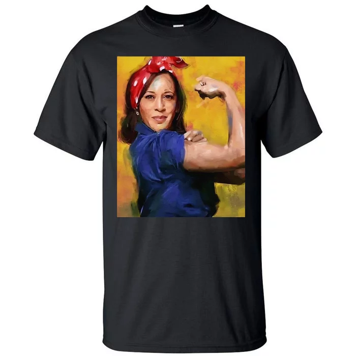 Kamala Harris 2024 Rosie The Riveter Childless Cat Lady Vote Tall T-Shirt