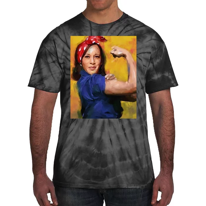 Kamala Harris 2024 Rosie The Riveter Childless Cat Lady Vote Tie-Dye T-Shirt