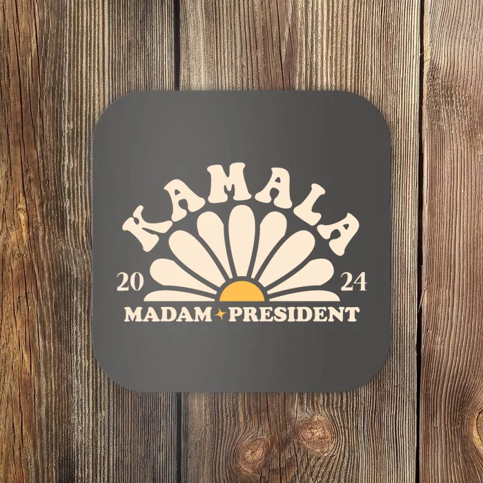 Kamala Harris 2024 Madam President Sunflower Coaster