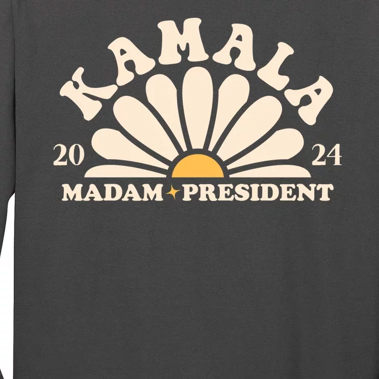 Kamala Harris 2024 Madam President Sunflower Tall Long Sleeve T-Shirt