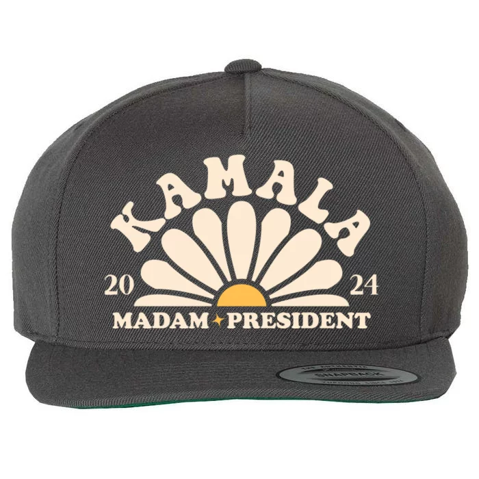 Kamala Harris 2024 Madam President Sunflower Wool Snapback Cap