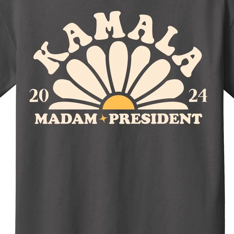 Kamala Harris 2024 Madam President Sunflower Kids T-Shirt