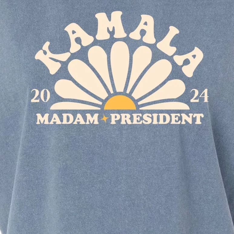 Kamala Harris 2024 Madam President Sunflower Garment-Dyed Women's Muscle Tee