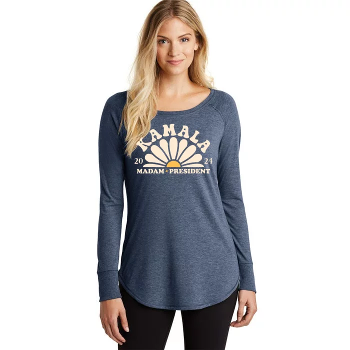 Kamala Harris 2024 Madam President Sunflower Women's Perfect Tri Tunic Long Sleeve Shirt