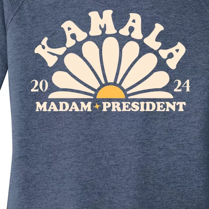 Kamala Harris 2024 Madam President Sunflower Women's Perfect Tri Tunic Long Sleeve Shirt