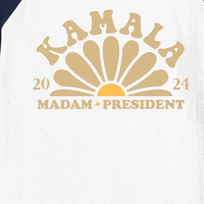 Kamala Harris 2024 Madam President Sunflower Baseball Sleeve Shirt