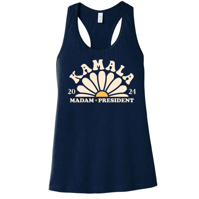 Kamala Harris 2024 Madam President Sunflower Women's Racerback Tank