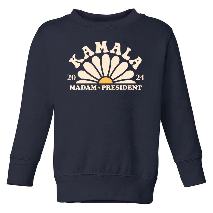 Kamala Harris 2024 Madam President Sunflower Toddler Sweatshirt