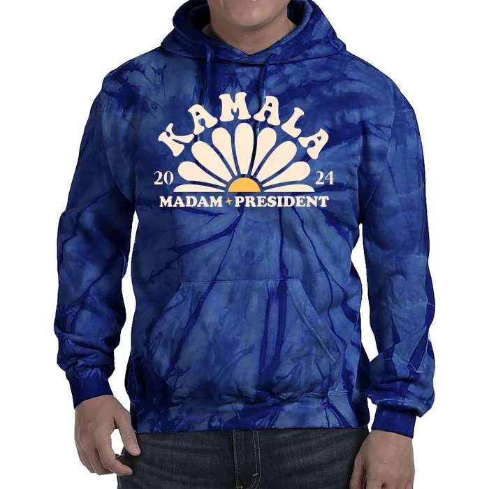 Kamala Harris 2024 Madam President Sunflower Tie Dye Hoodie