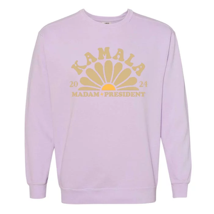 Kamala Harris 2024 Madam President Sunflower Garment-Dyed Sweatshirt