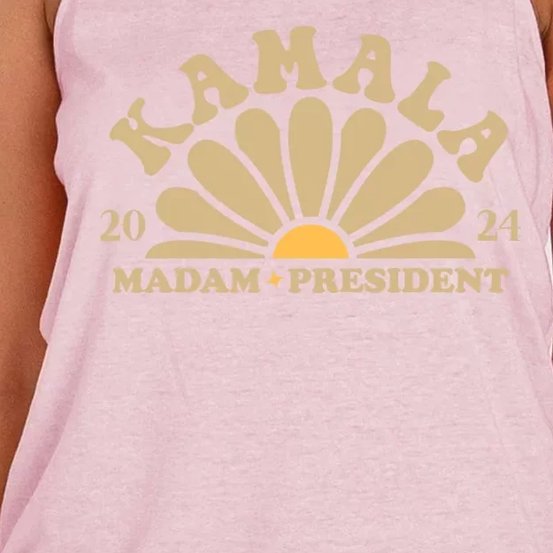 Kamala Harris 2024 Madam President Sunflower Women's Knotted Racerback Tank