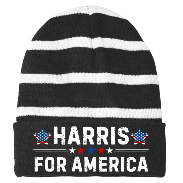 Kamala Harris 2024 Striped Beanie with Solid Band